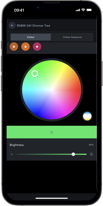 MilliSense App zur Lichtsteuerung Lichtsteuerung durch die MilliSense App