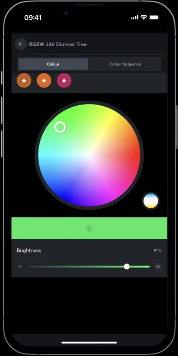 MilliSense App zur Lichtsteuerung Lichtsteuerung durch die MilliSense App